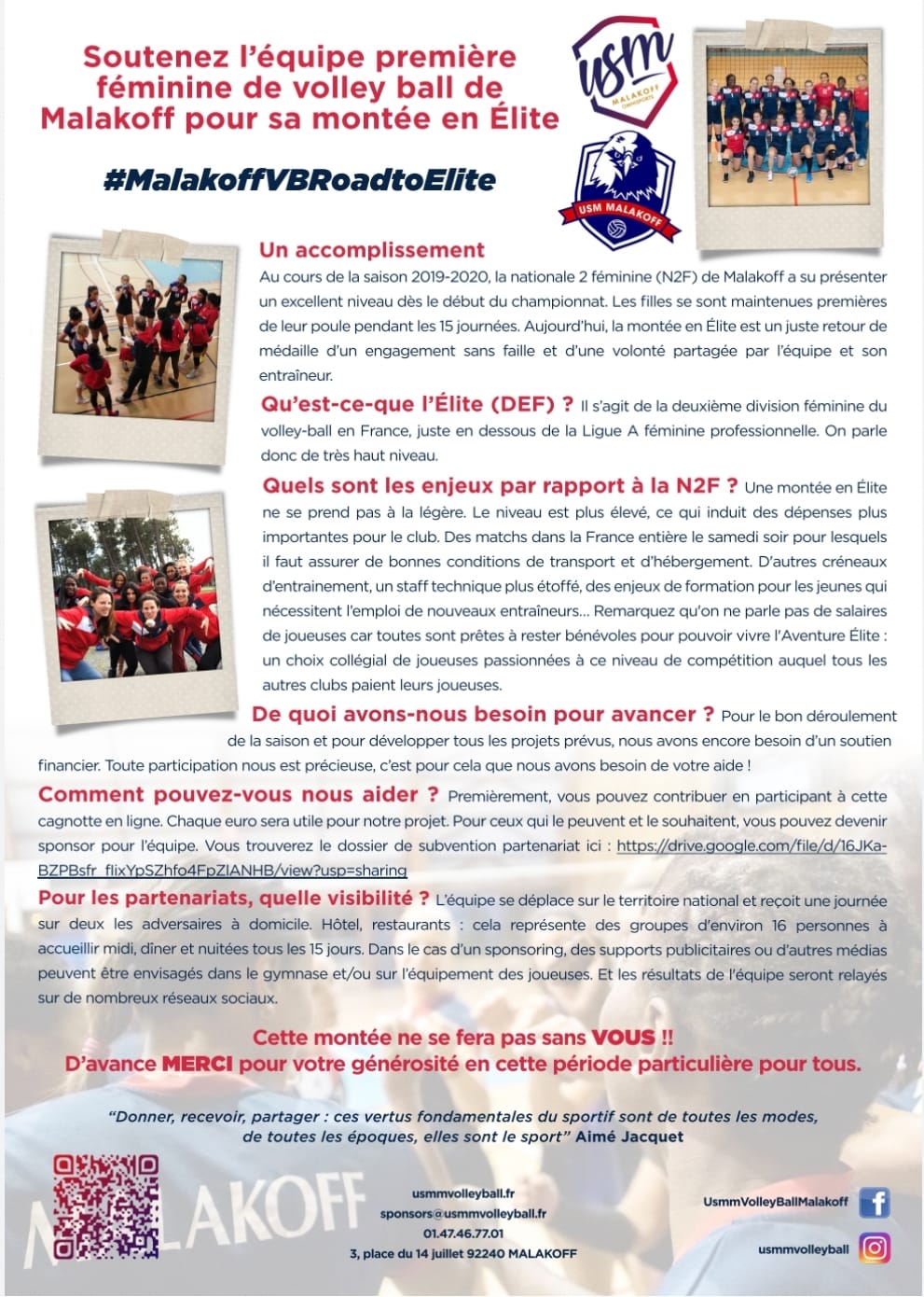 Section Volley Ball de l'USMM Jouer au Volley à Malakoff